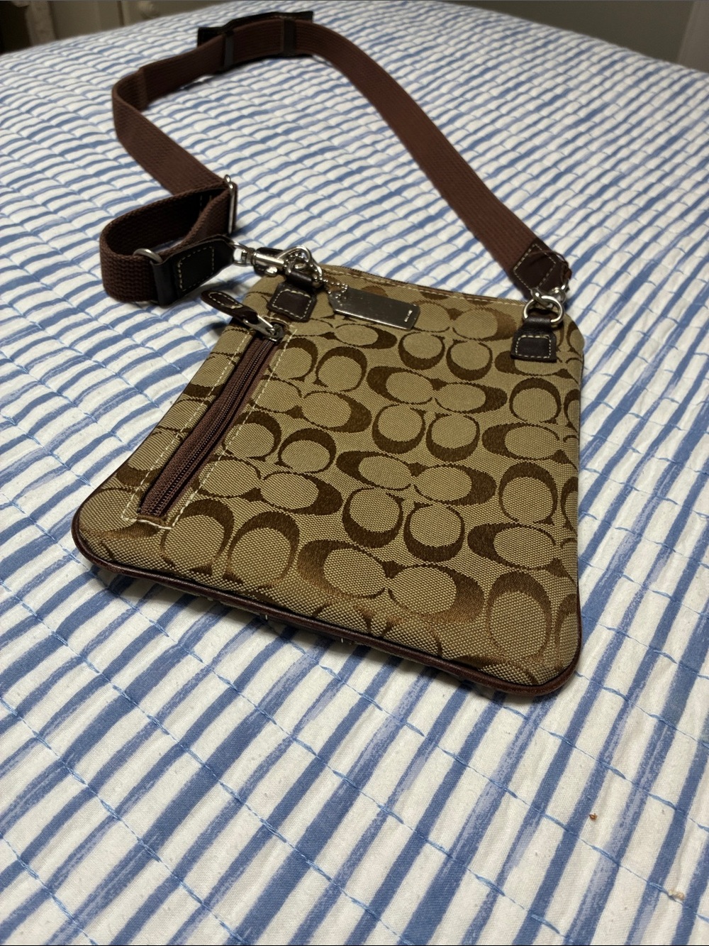 Brown Signature-Pattern Crossbody Bag - coach women